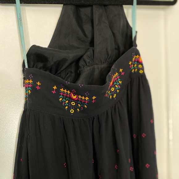 Marciano silk black halter maxi dress tiered colours boho - Picture 10 of 10